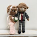 Młoda Para misie ślubne szydełkowe handmade - misie weselne