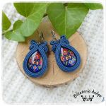 Kolczyki sutasz soutache Folk granatowe blue - Soutage