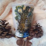 ,,Odpoczynek,, Ręcznie malowany kubek 300 ml. - ręcznie malowane