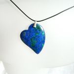 Lapis lazuli z malachitem, wisiorek - serce - 