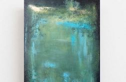 Abstrakcja w zieleniach-obraz akrylowy 100/70 cm