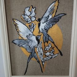 Taniec jaskółek - obraz malowany