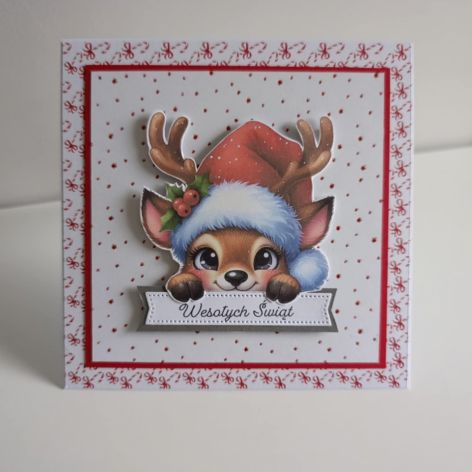 Kartka na świąteczna Boże Narodzenie renifer