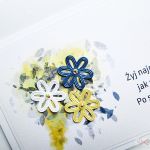 Kartka UNIWERSALNA - Żyj najpiękniej jak... - Uniwersalna kartka z żółto-granatowymi kwiatami