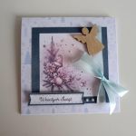 Kartka świąteczna Boże Narodzenie z aniołkiem w różu - Kartka świąteczna Boże Narodzenie z aniołkiem w różu