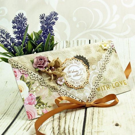 Kartka na ślub -ogród w złocie