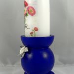 Świecznik niebieski plus świeca - teofano atelier, świecznik