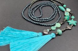 Naszyjnik Długi Sznur Turkusowa Rozgwiazda Z Chwostami