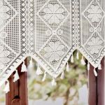 Zazdrostka Firanka Koronkowa Boho do Kuchni z Frędzlami Shabby 180/60 cm - 