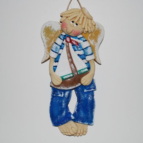 Hej żeglujże - aniołek z masy solnej, prezent, dekoracja   