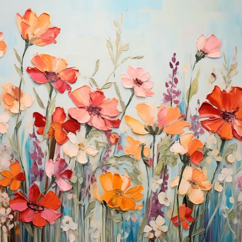 Obraz na płótnie - Kolorowe kwiaty - 100x70 cm  (1-0326)