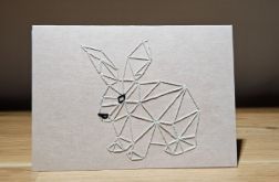 Kartka okolicznościowa - haftowana - zając