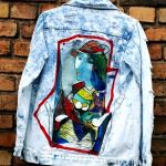 kurtka jeans recznie malowana picasso vintage - unikat