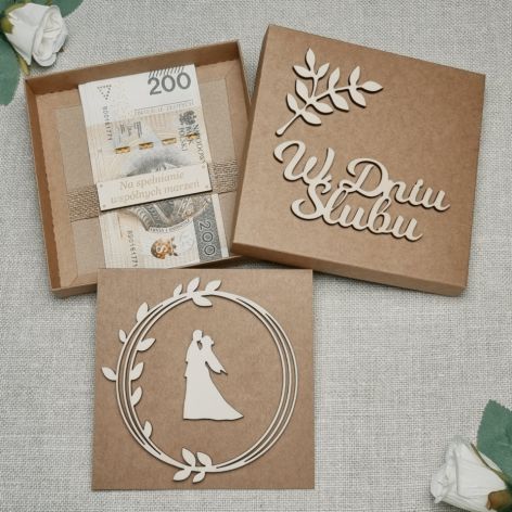  Pamiątka ślubna,pudełko,drewno,kraft GW2