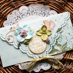 Kopertówka z okazji ślubu-hortensje w ogrodzie