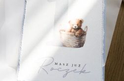 Kartka na roczek z misiem i nitem