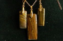 Brązowe Tygrysie Oko - elegancki zestaw biżuterii w złocie