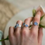 Srebrny pierścionek rozmiar 18,5 mm z niezapominajkami - Pierścionki z kwiatami