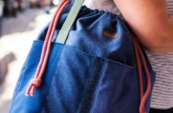 Duża granatowa torba z kominem patchwork