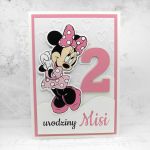Kartka na urodziny z Myszką Minnie UDP 006 - Kartka na urodziny z Myszką Minnie dla dziewczynki różowa (4)