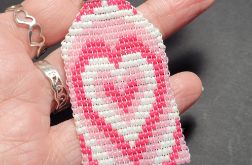 Brelok Serce tkane z koralików Prezent na Walentynki Handmade
