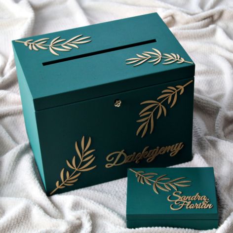 Komplet pudełek ślubnych - butelkowa zieleń