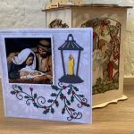 kartka bożonarodzeniowa - św. Rodzina i lampion - kartka od przodu