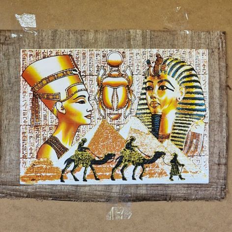 Papirus, Nefertiti i Tutanchamon, Obraz 30x40 cm, Oryginalny 100%, Starożytny Egipt, papier papirusowy 19