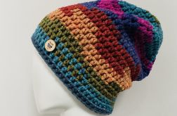 Gruba czapka beanie smerf kolorowa szydełkowa 14