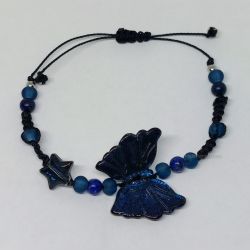 Bransoletka ręcznie robiona z motylem i lapis lazuli 