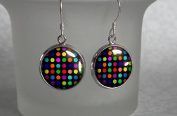 KOLOROWE KROPECZKI ::: Małe wiszące kolczyki z grafiką