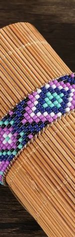 Bransoletka BOHO pleciona z koralików violet