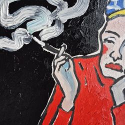 obraz olejny myśli unoszą się wolniej niż dym