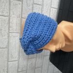 Niebieska szeroka opaska na głowę handmade - Opaska handmade