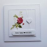 Minimalistyczna kartka ślubna z różą handmade - Minimalistyczna kartka na ślub