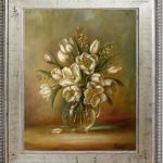 Białe Tulipany, ręcznie malowany obraz olejny - na prezent