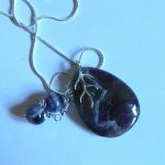 Ametyst naturalny i srebro, komplet biżuterii - 