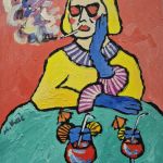 kolorowy  obraz  babcia z drinkiem - 