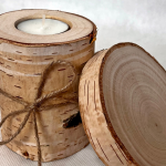 Zestaw prezentowy drewniany świecznik + podstawka - 