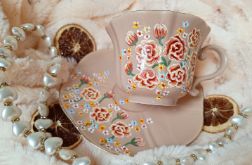 Begonie ręcznie malowany komplet