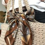 Torebka damska,na ramię, koszyk ze sznurka z apaszką. - 