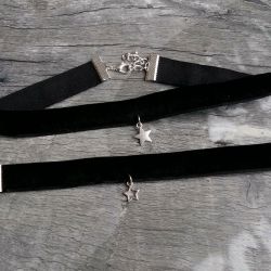 Czarny choker, komplet, black choker, aksamit