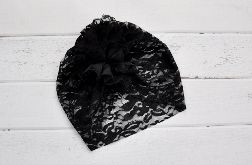 Turban, czapka z koronki czarna