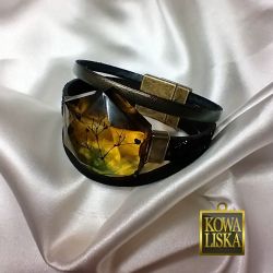 Oliwa z oliwek - bransoleta z żywicy i rzemieni