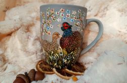 Bażanty ręcznie malowany kubek 300 ml.