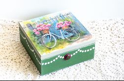 Pudełko drewniane - Kocham jeździć na rowerze
