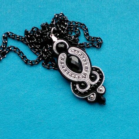 Naszyjnik-wisior Czarno-Srebrzysty 