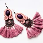Purple kolczyki sutaszowe z frędzlami - 