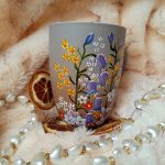 Polne kwiatki ręcznie malowany kubek 300 ml. - ręcznie malowane