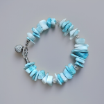 Luksusowa bransoletka Larimar Dominikana - Bransoletka z pięknych Larimarów Dominikana